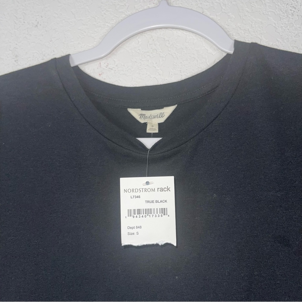 Madewell knot-back detail short sleeve true black cotton size small - Picture 10 of 10